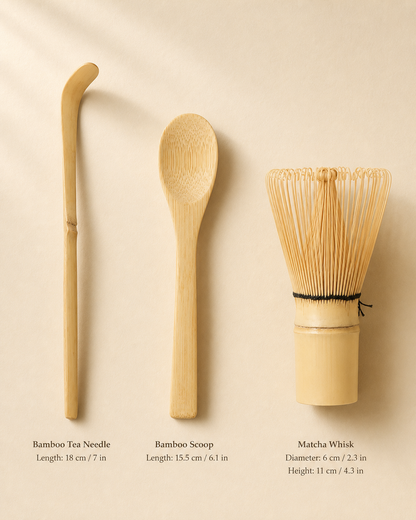 Bamboo Ritual matcha tool set packaging with bamboo whisk, scoop, and tea spoon