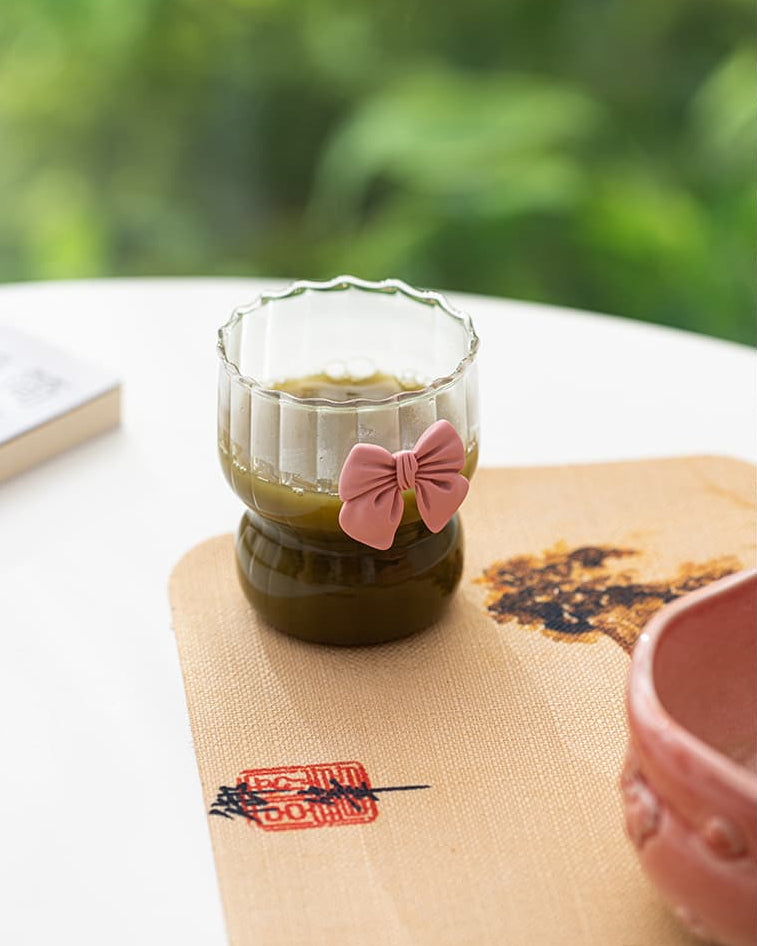 Japanese style ceramic matcha gift set with pink case and tea accessories