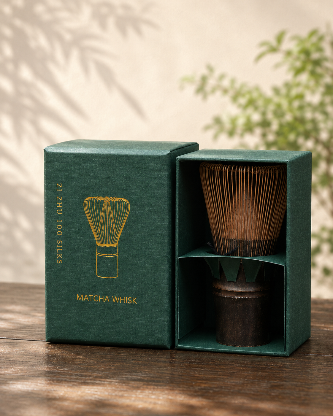 Natural purple bamboo matcha whisk packaging image