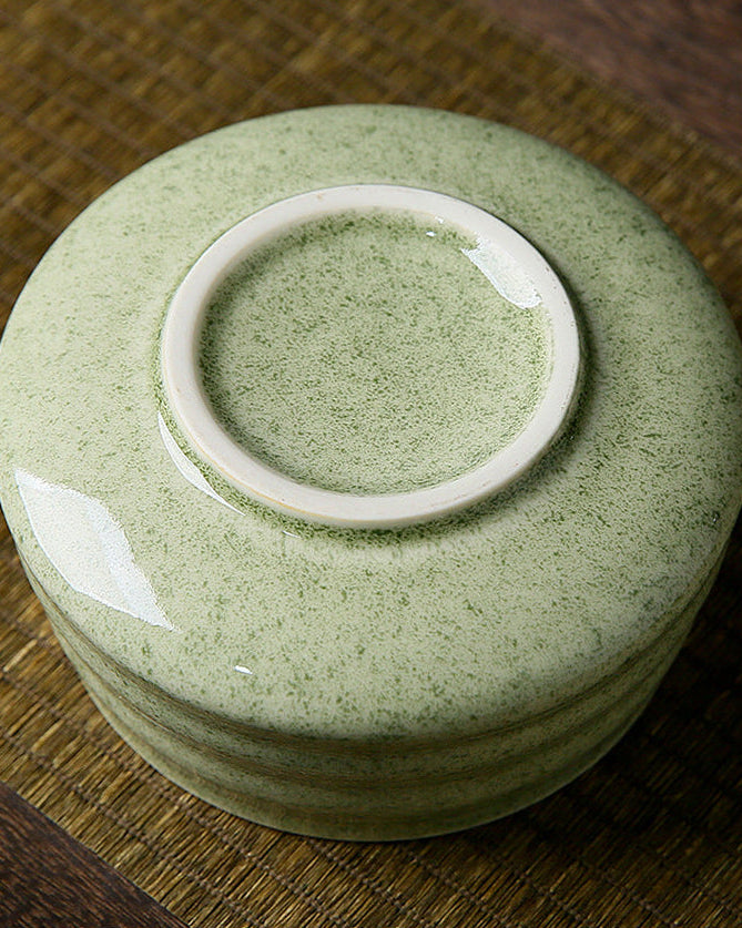 Bottom view of the Bamboo Whisper ceramic matcha bowl base