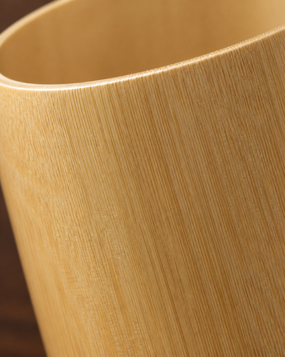Close-up of the bamboo matcha bowl side grain