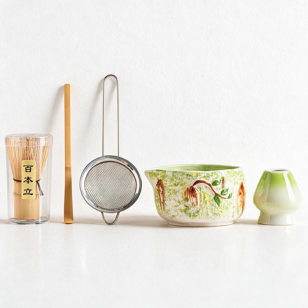 Willow Green 5-piece ceramic matcha set
