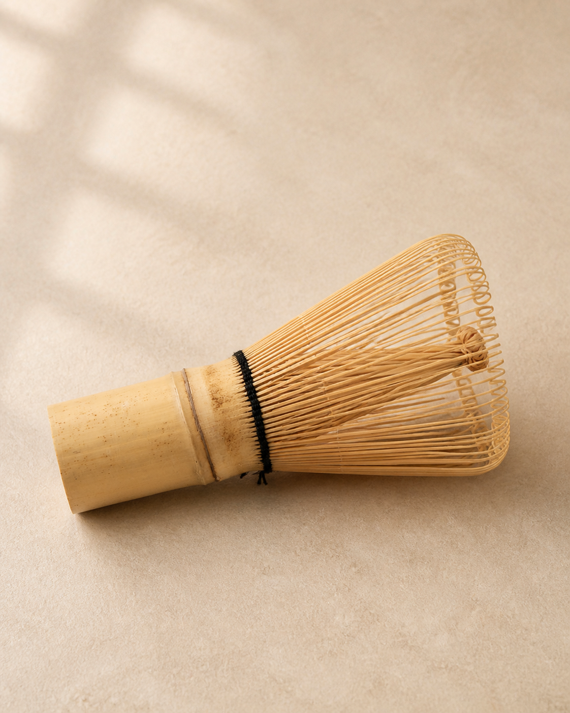 Natural white bamboo matcha whisk for daily tea preparation