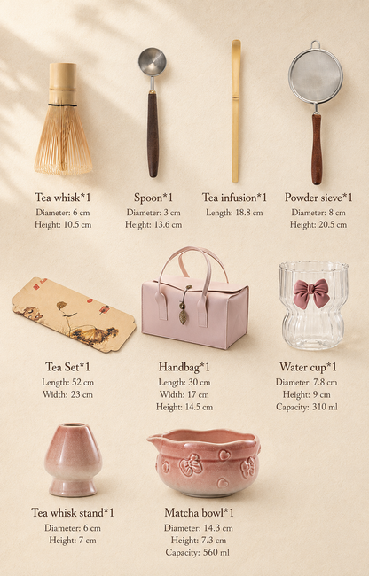 Pink and green matcha ceremony gift set lifestyle image