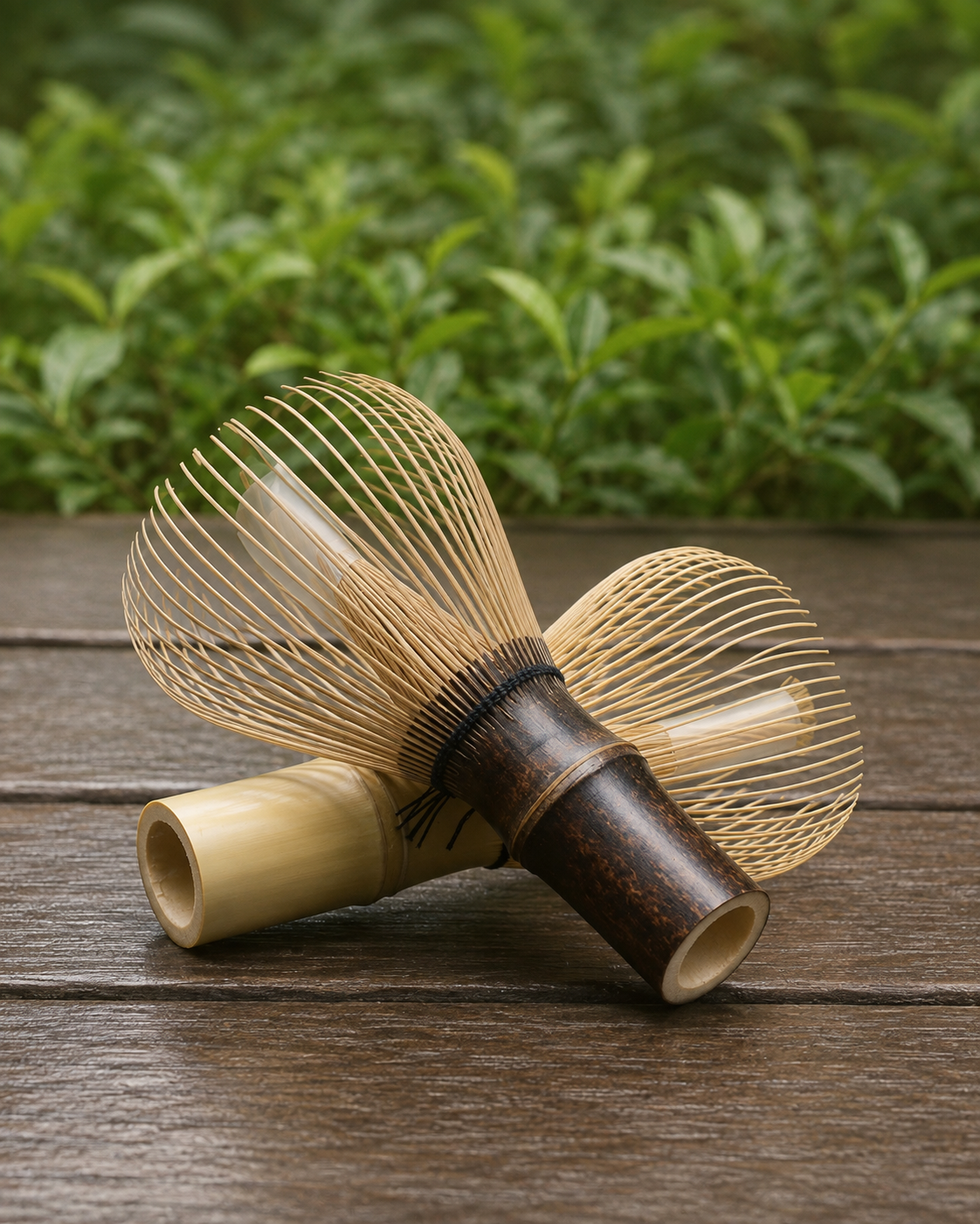 Natural purple bamboo matcha whisk detail image