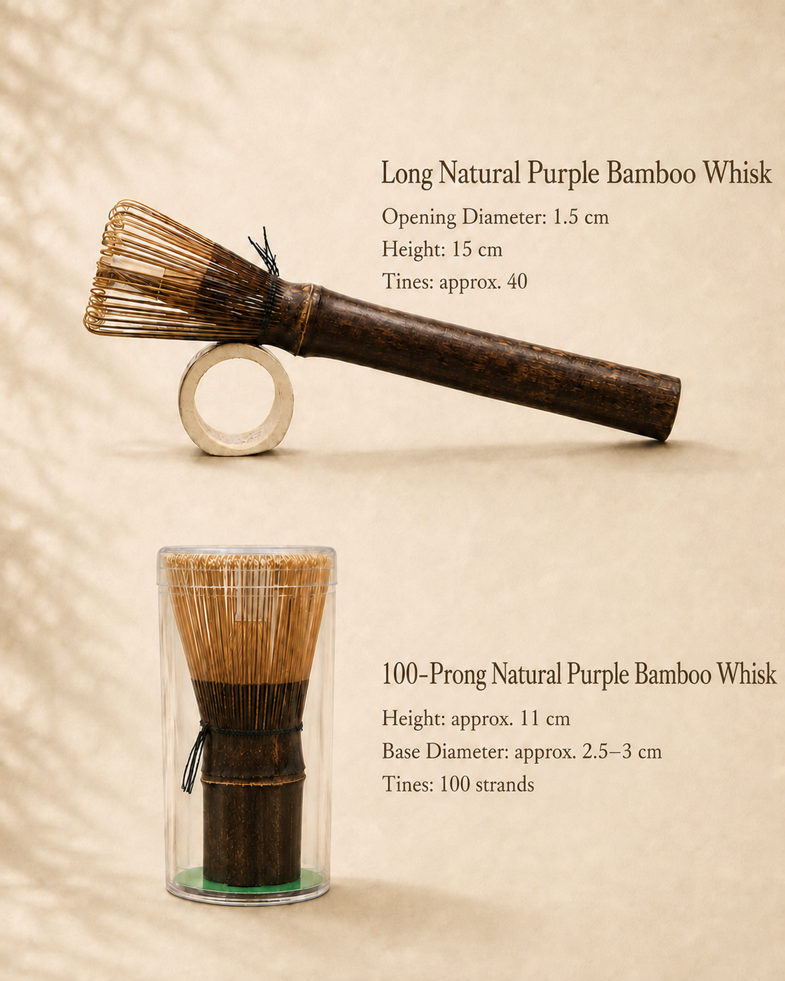 Natural purple bamboo matcha whisk lifestyle image